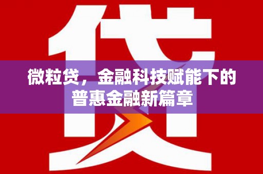 宜城微粒贷，金融科技赋能下的普惠金融新篇章