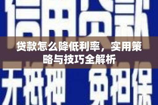 宜城贷款怎么降低利率，实用策略与技巧全解析