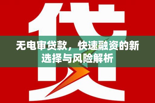 宜城无电审贷款，快速融资的新选择与风险解析