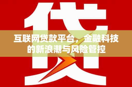 宜城互联网贷款平台，金融科技的新浪潮与风险管控