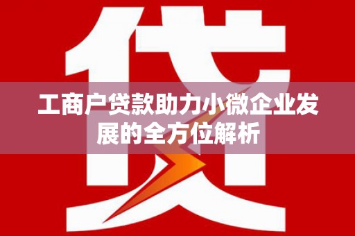 宜城工商户贷款助力小微企业发展的全方位解析