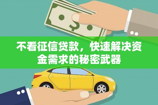 宜城不看征信贷款，快速解决资金需求的秘密武器
