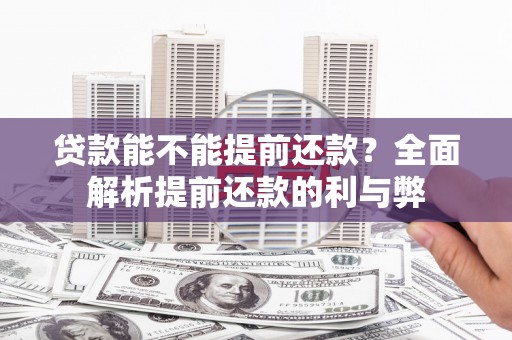 宜城贷款能不能提前还款？全面解析提前还款的利与弊