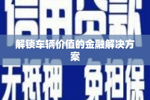 宜城解锁车辆价值的金融解决方案